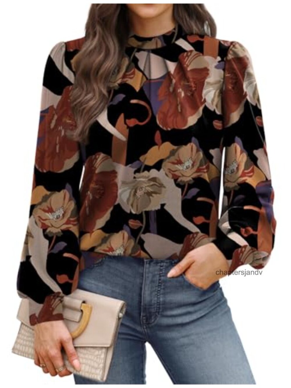 Womens Mock Neck Long Sleeve Blouse Pleated Front Tunic Tops Lightweight